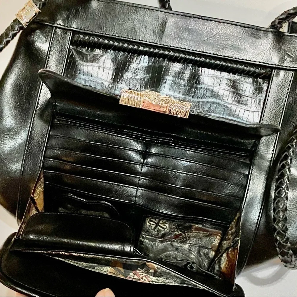 Black Women's Shoulder Bag with Braided Strap